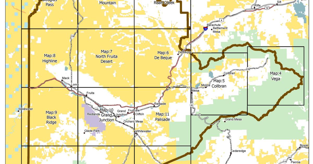 BLM Colorado Grand Junction Field Office Travel Management Map Set GJFO TM Overview Map Index 